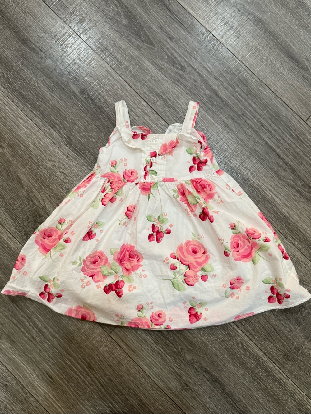 Janie and Jack White Sundress with Pink Rose & Red Strawberry Print